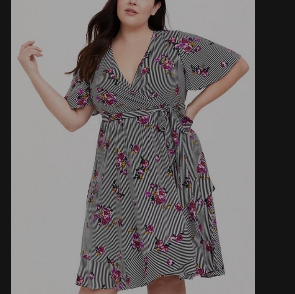 Torrid Faux Wrap Striped Dress Size 3
